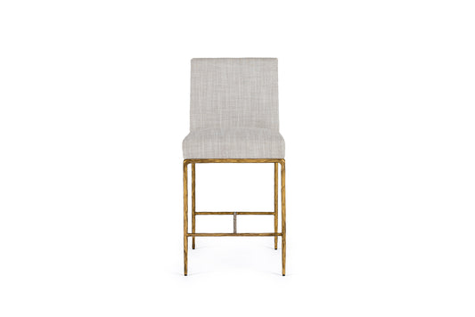 Modrest Beasley Modern Off-White Linen Brass Counter Chair