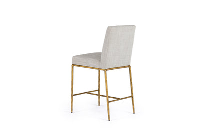 Modrest Beasley Modern Off-White Linen Brass Counter Chair