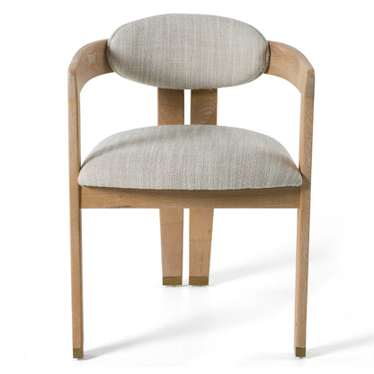 Modrest Belton Modern Off-White Fabric White Wash Oak Dining Chair