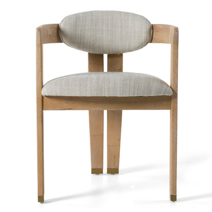 Modrest Belton Modern Off-White Fabric White Wash Oak Dining Chair