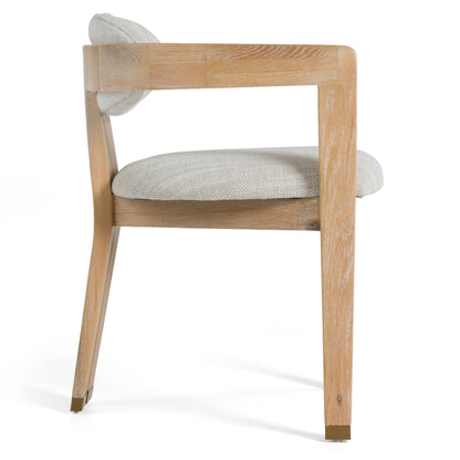 Modrest Belton Modern Off-White Fabric White Wash Oak Dining Chair