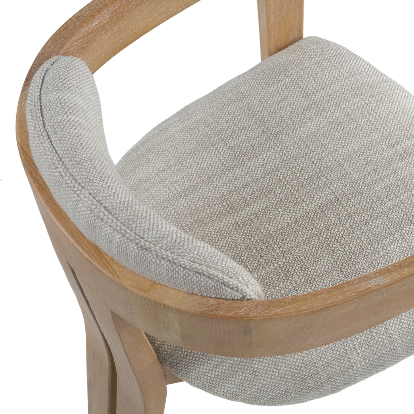 Modrest Belton Modern Off-White Fabric White Wash Oak Dining Chair