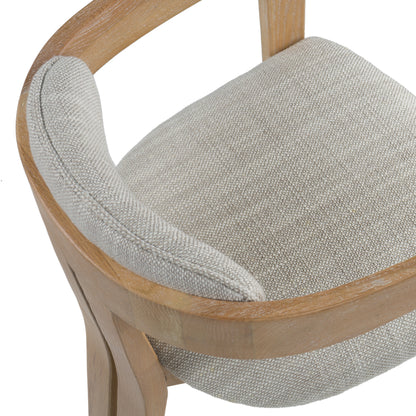 Modrest Belton Modern Off-White Fabric White Wash Oak Dining Chair