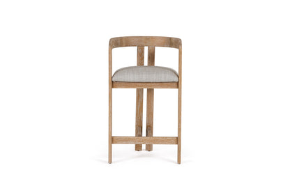 Modrest Belton Modern Off-White Fabric White Wash Oak Counter Chair