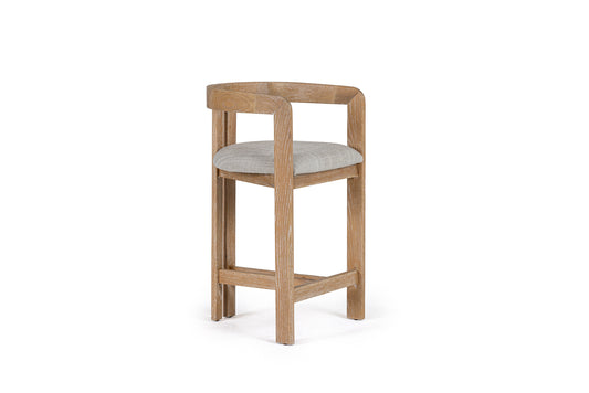 Modrest Belton Modern Off-White Fabric White Wash Oak Counter Chair