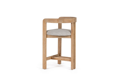 Modrest Belton Modern Off-White Fabric White Wash Oak Counter Chair