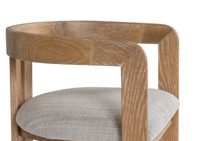 Modrest Belton Modern Off-White Fabric White Wash Oak Counter Chair