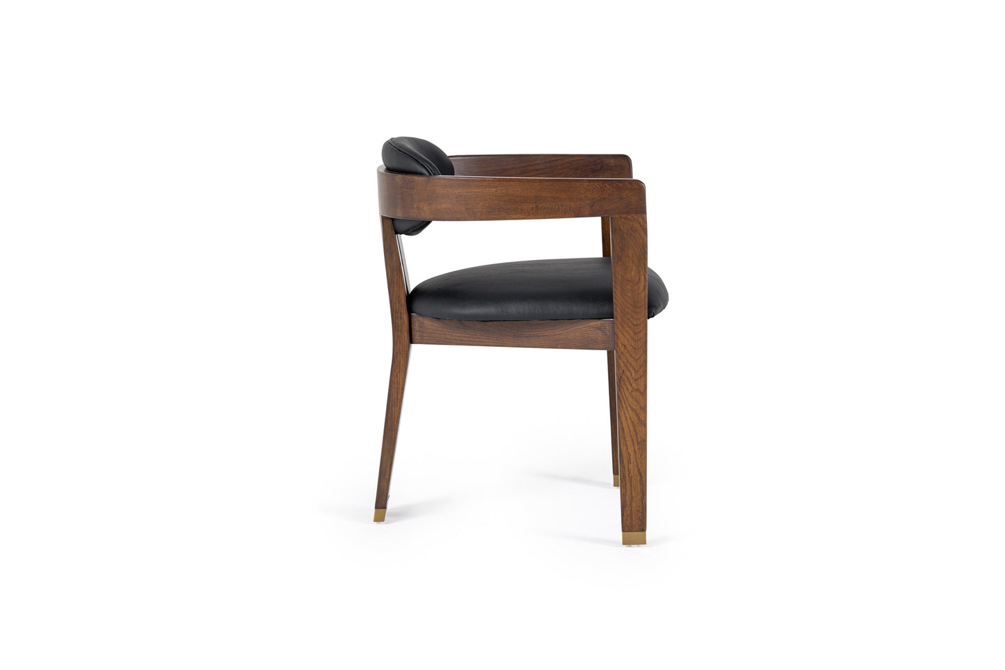 Modrest Belton Modern Black Vegan Leather Brown Oak Dining Chair