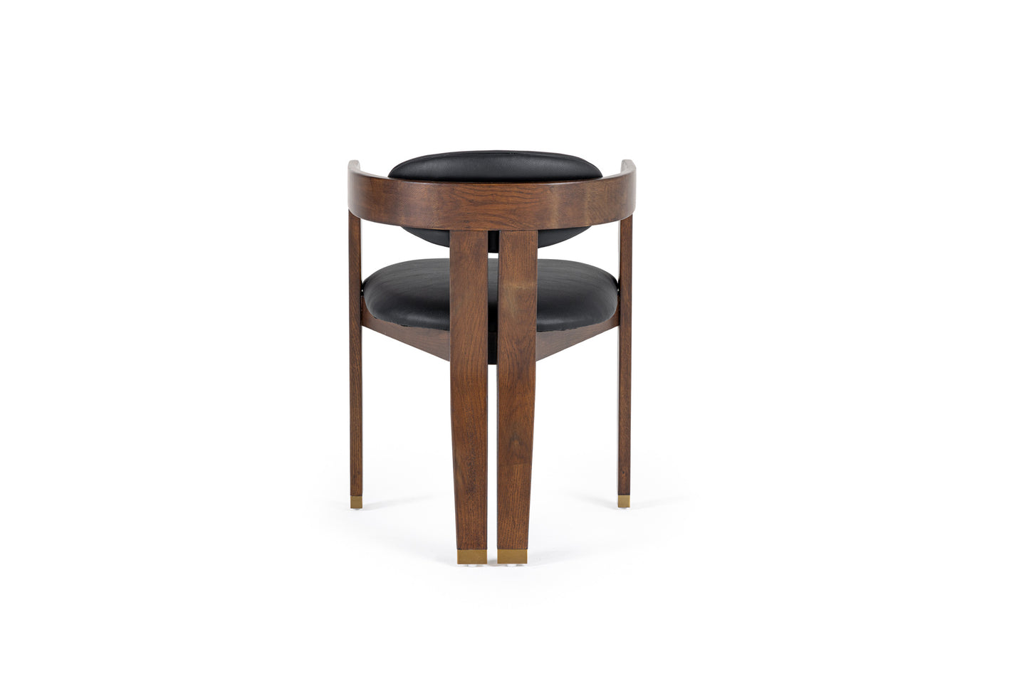 Modrest Belton Modern Black Vegan Leather Brown Oak Dining Chair