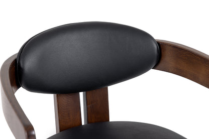 Modrest Belton Modern Black Vegan Leather Brown Oak Dining Chair