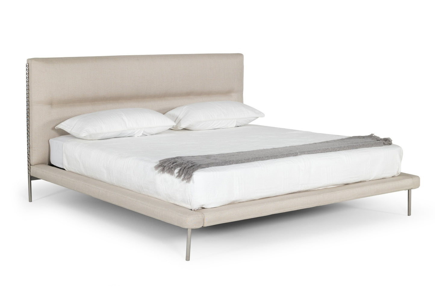 Modrest Bergeron Contemporary Cream Woven Fabric Bed
