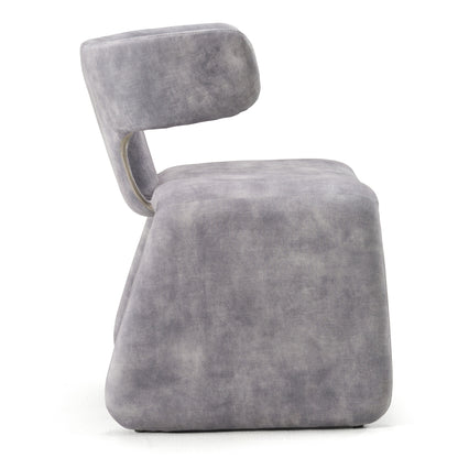 Modrest Bergman Modern Grey-Blue Velvet Dining Chair
