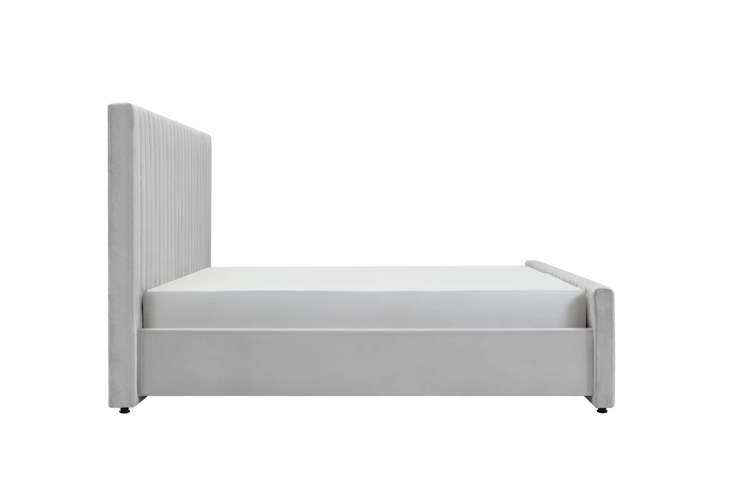 East King Modrest Beverly Modern Grey Velvet Bed