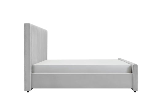 East King Modrest Beverly Modern Grey Velvet Bed