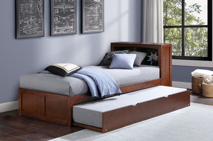 Homelegance Twin Bookcase Bed with Twin Trundle Dark Cherry B2013BCDC-1R