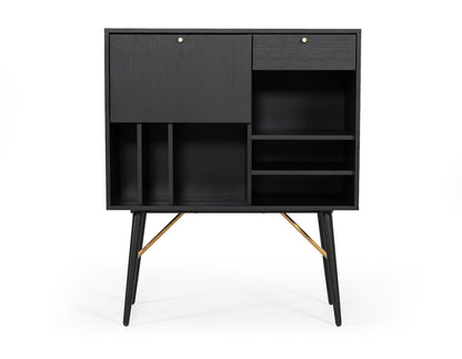 Modrest Billy Modern Black Oak and Gold Tall Buffet