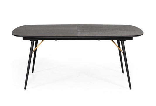Modrest Billy Modern Black Oak and Gold Extendable Dining Table