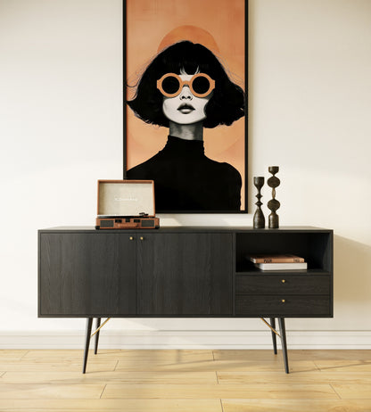 Modrest Billy Modern Black Oak and Gold Buffet