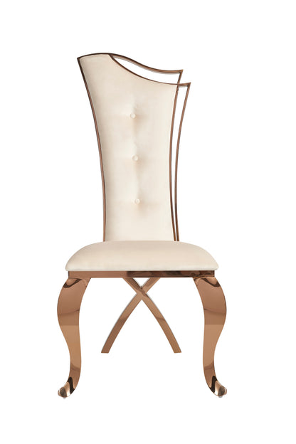 Modrest Bonnie Beige Velvet and Rose Gold Dining Chair