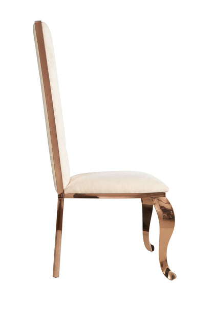 Modrest Bonnie Beige Velvet and Rose Gold Dining Chair