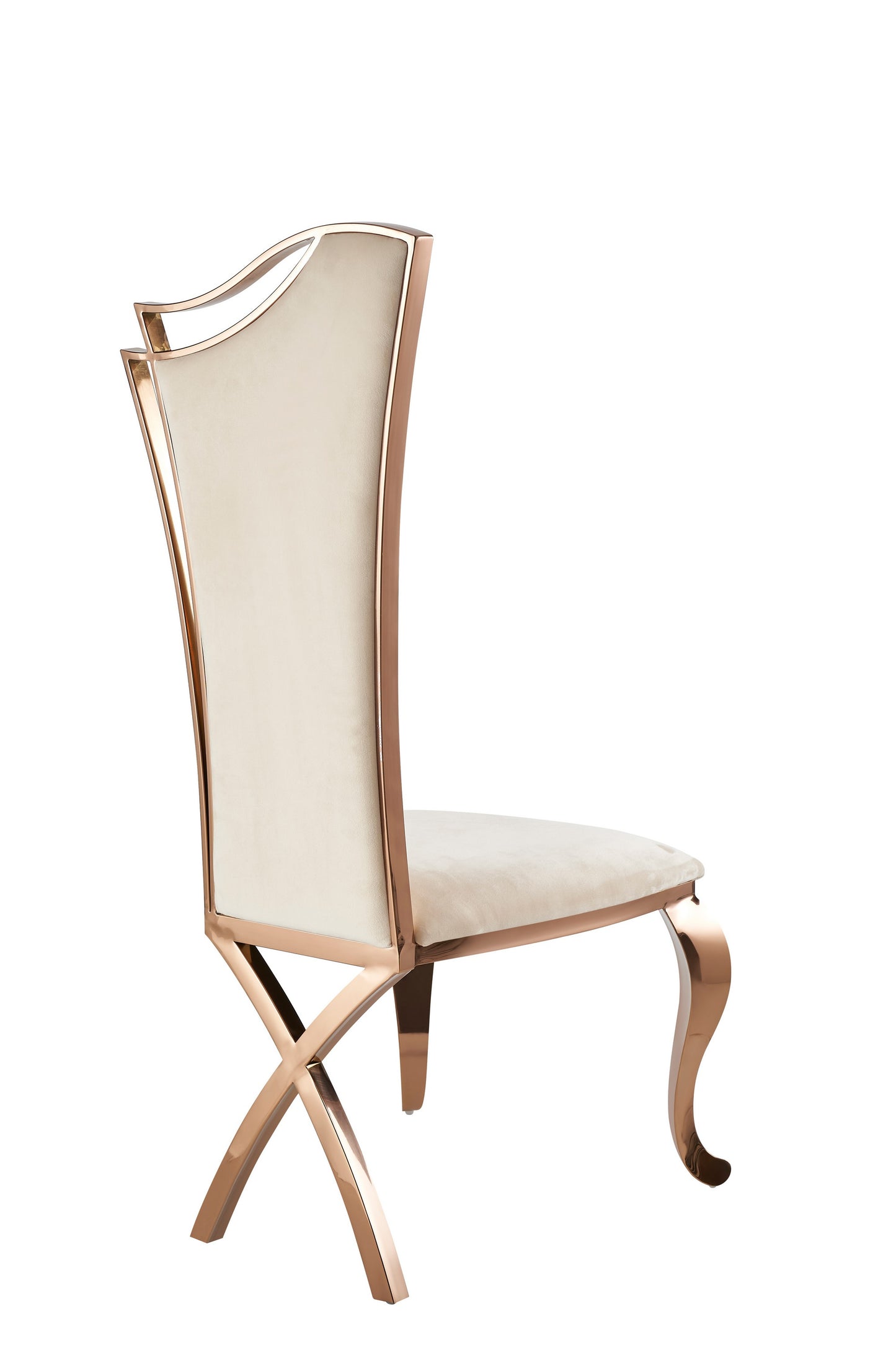 Modrest Bonnie Beige Velvet and Rose Gold Dining Chair
