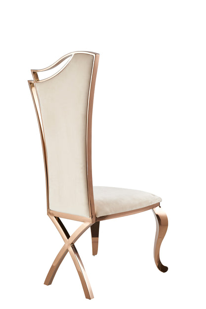 Modrest Bonnie Beige Velvet and Rose Gold Dining Chair