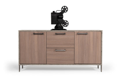 Nova Domus Boston Modern Brown Oak and Faux Concrete Office File Cabinet