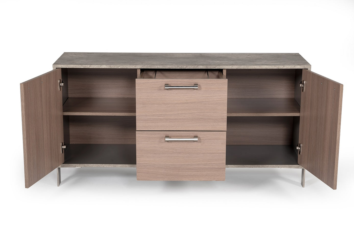Nova Domus Boston Modern Brown Oak and Faux Concrete Office File Cabinet