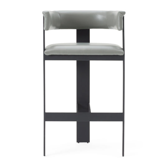 Modrest Boswell Modern Grey Faux Leather Black Barstool