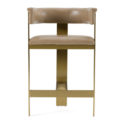 Modrest Boswell Modern Brown Faux Leather Gold Counter Chair