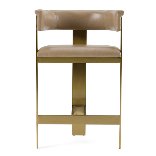 Modrest Boswell Modern Brown Faux Leather Gold Counter Chair