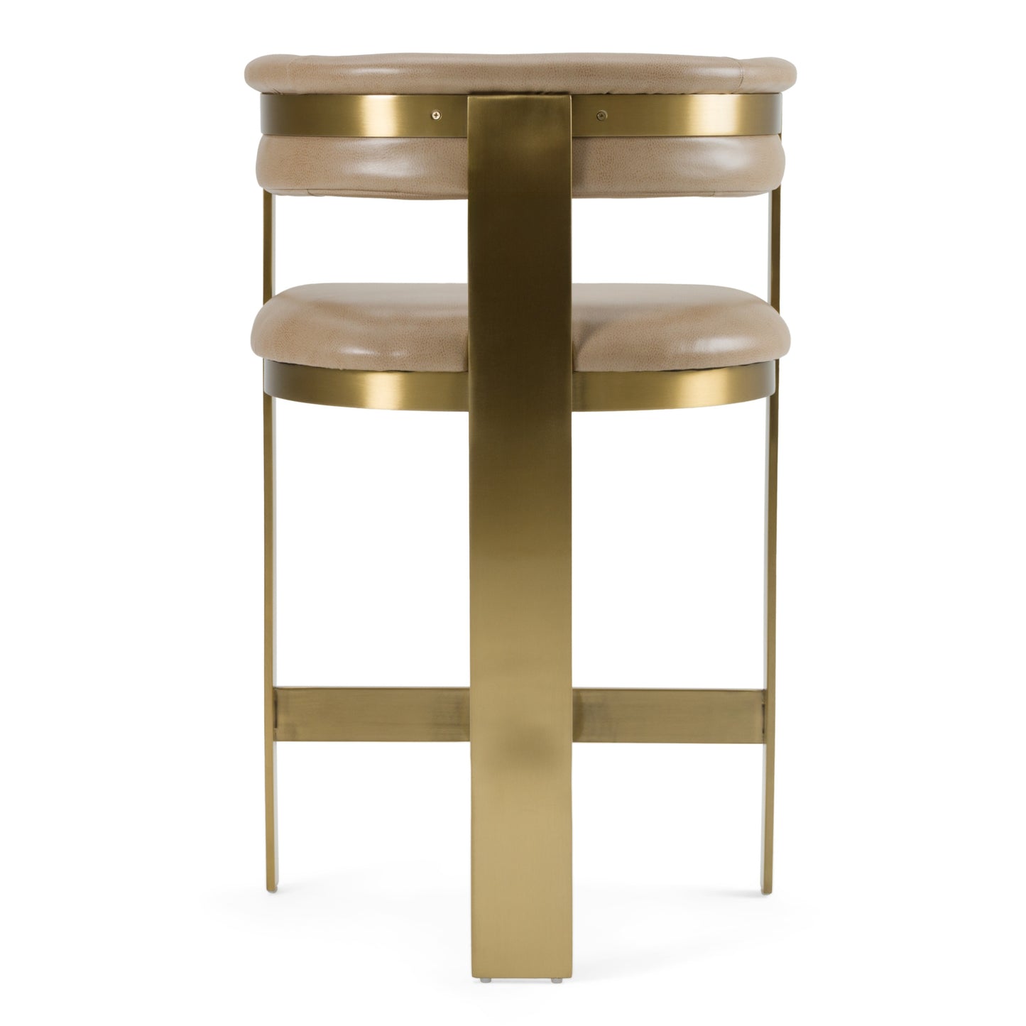 Modrest Boswell Modern Brown Faux Leather Gold Counter Chair