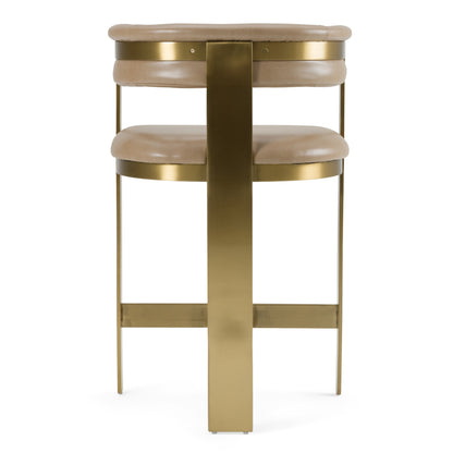 Modrest Boswell Modern Brown Faux Leather Gold Counter Chair