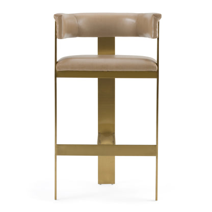 Modrest Boswell Modern Brown Faux Leather Gold Barstool