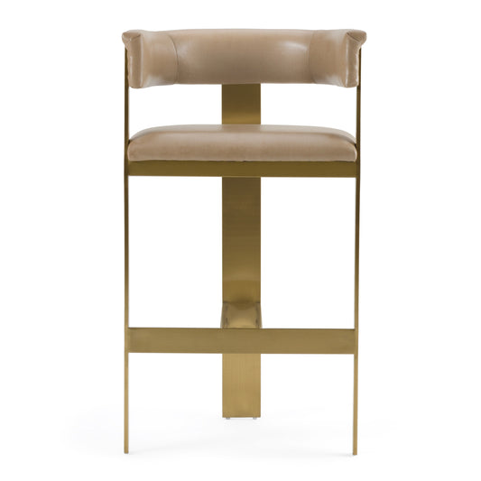 Modrest Boswell Modern Brown Faux Leather Gold Barstool