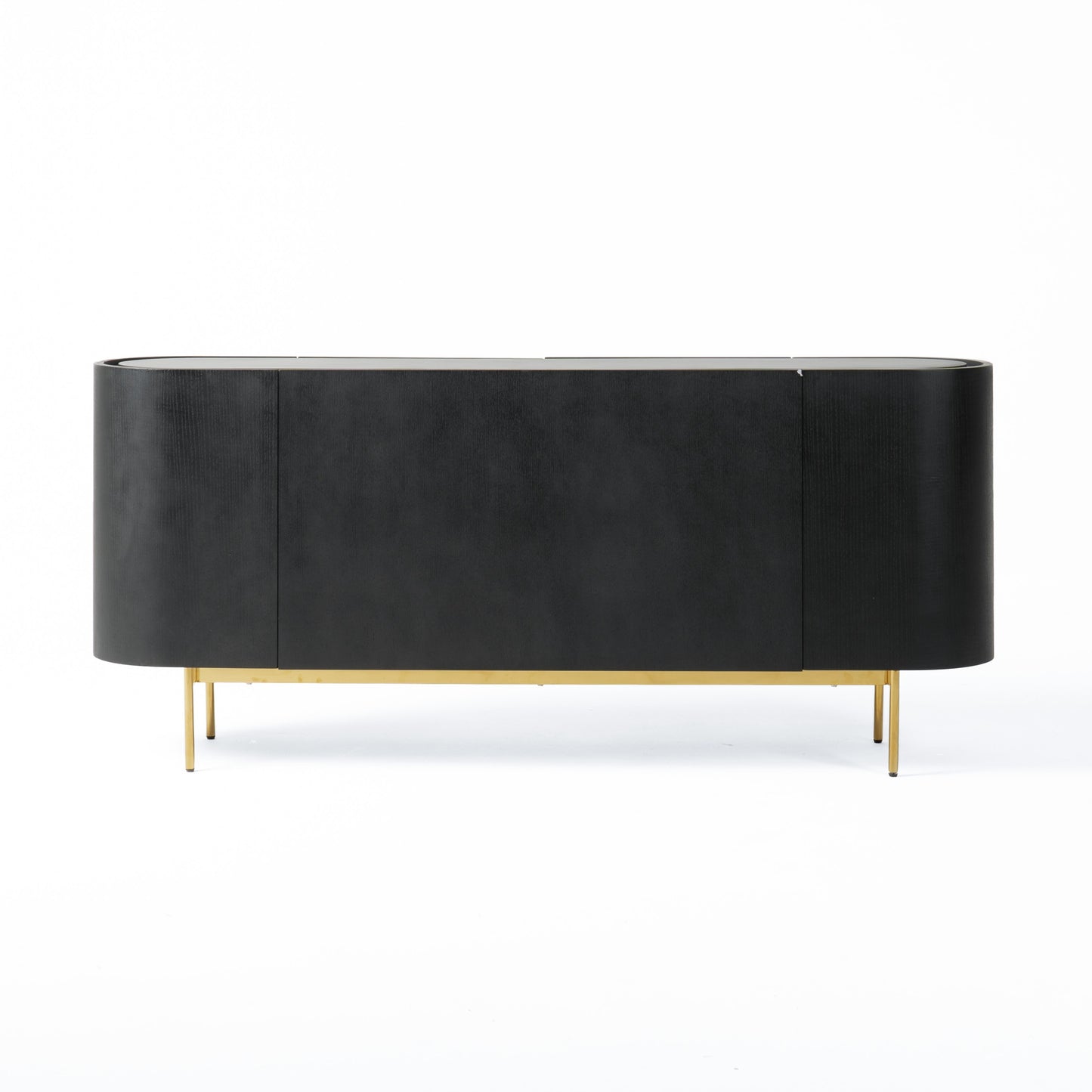 Modrest Bowie Mid-Century Modern Black Oak Brass Buffet