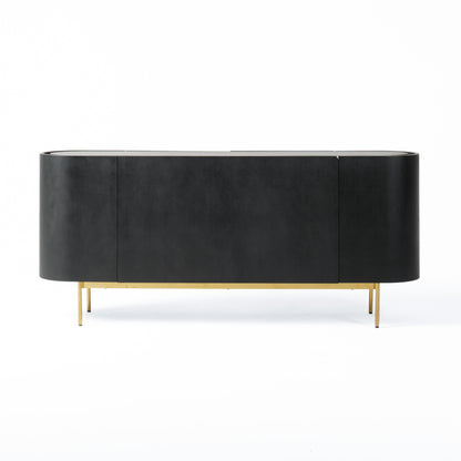 Modrest Bowie Mid-Century Modern Black Oak Brass Buffet