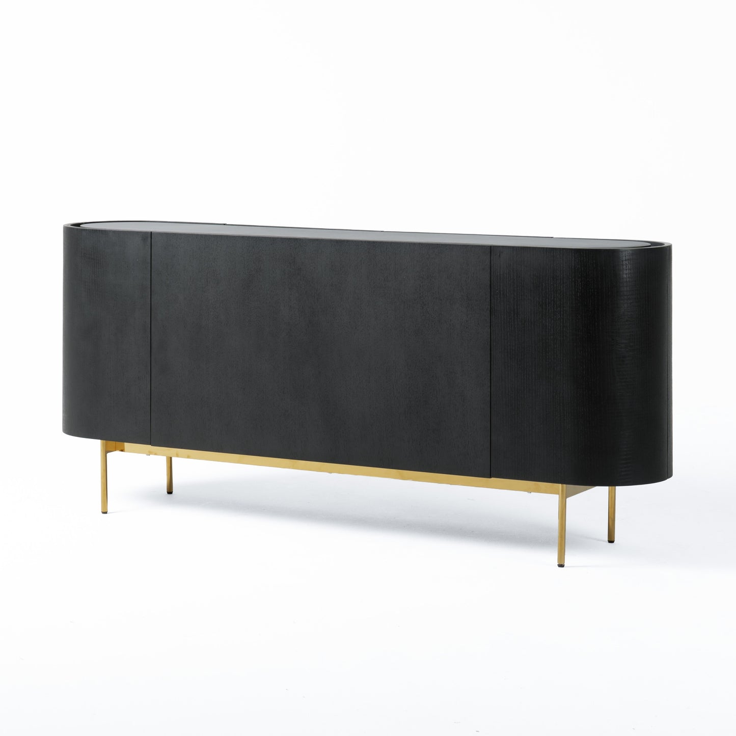 Modrest Bowie Mid-Century Modern Black Oak Brass Buffet