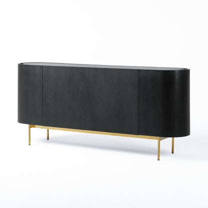 Modrest Bowie Mid-Century Modern Black Oak Brass Buffet