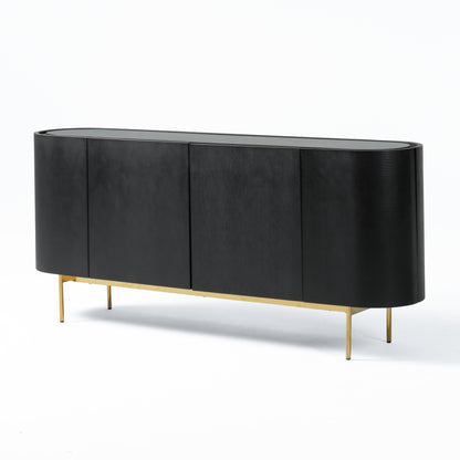 Modrest Bowie Mid-Century Modern Black Oak Brass Buffet