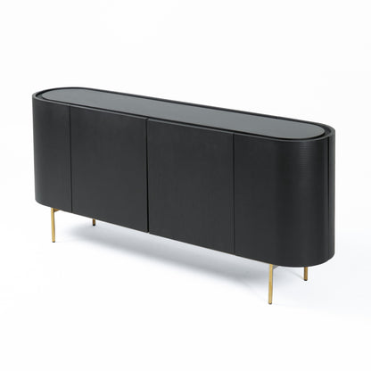 Modrest Bowie Mid-Century Modern Black Oak Brass Buffet