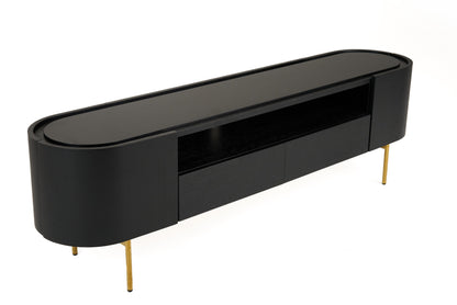 Modrest Bowie Mid-Century Modern Black Oak Brass TV Stand