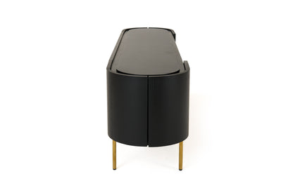 Modrest Bowie Mid-Century Modern Black Oak Brass TV Stand