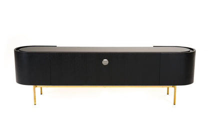 Modrest Bowie Mid-Century Modern Black Oak Brass TV Stand