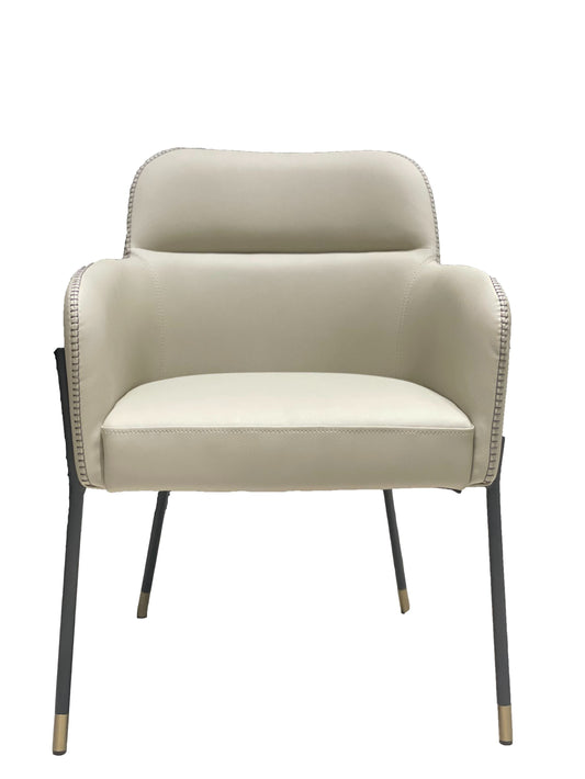 Modrest Brady Modern Black Metal Greige Vegan Leather Dining Chair