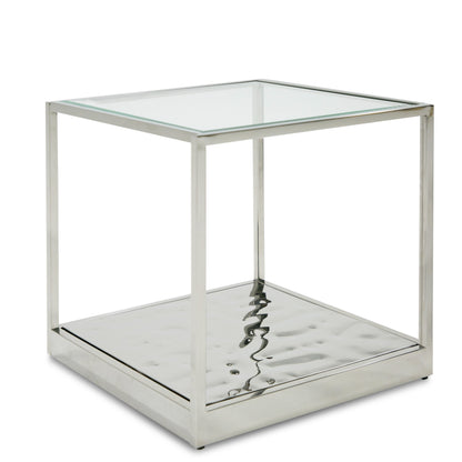 Modrest Braxton Contemporary Clear Wave Glass End Table