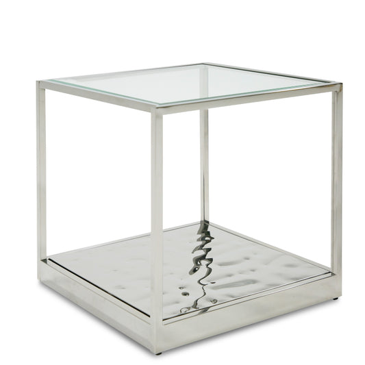 Modrest Braxton Contemporary Clear Wave Glass End Table