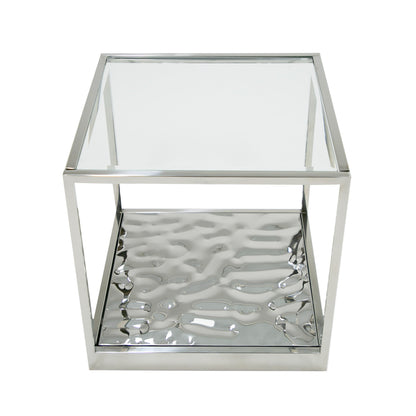Modrest Braxton Contemporary Clear Wave Glass End Table