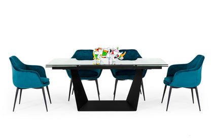 Modrest Bronwin Modern Black Glass Extendable Dining Table