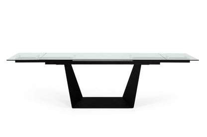 Modrest Bronwin Modern Black Glass Extendable Dining Table
